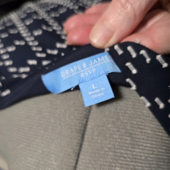 Draper James Navy and White Printed Sleeveless Tie-Waist Midi Dress - Picture 4 of 4